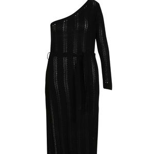 NWT!! Black One Shoulder Crochet dress